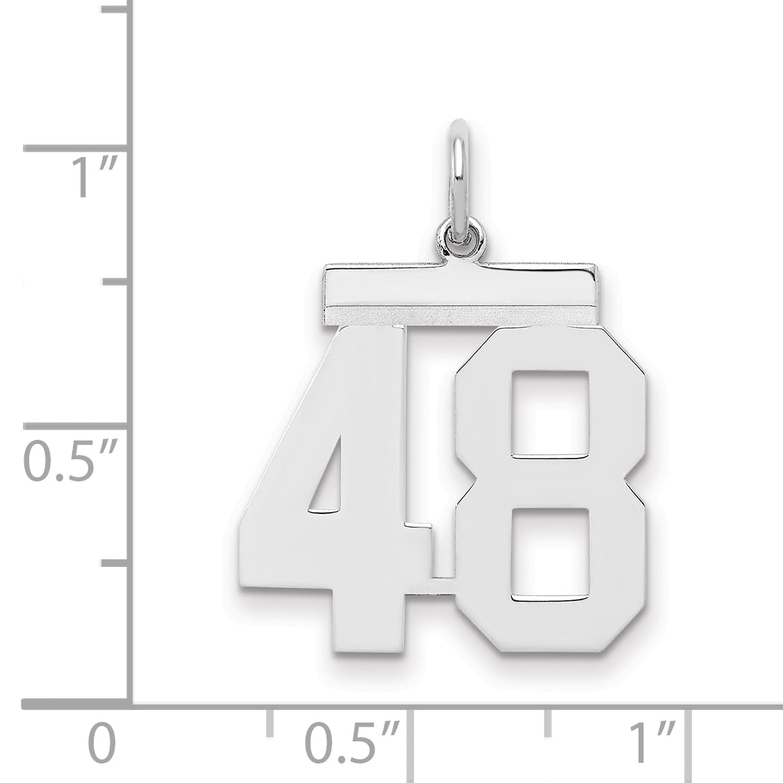 Sterling Silver Sterling/Silver Rhodium-Plated Polished Number 48 Charm