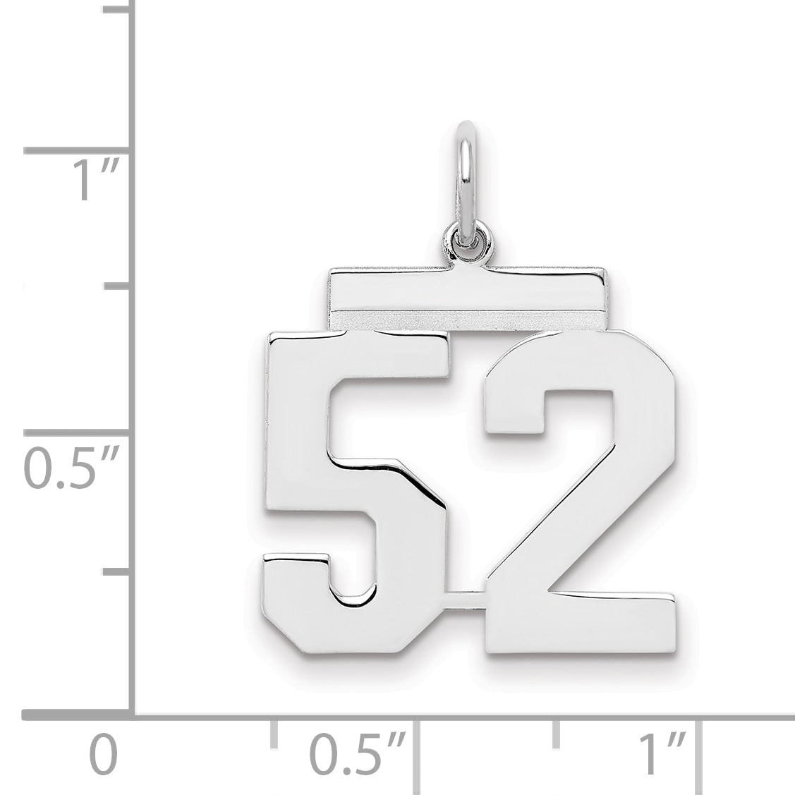 Sterling Silver Sterling/Silver Rhodium-Plated Polished Number 52 Charm