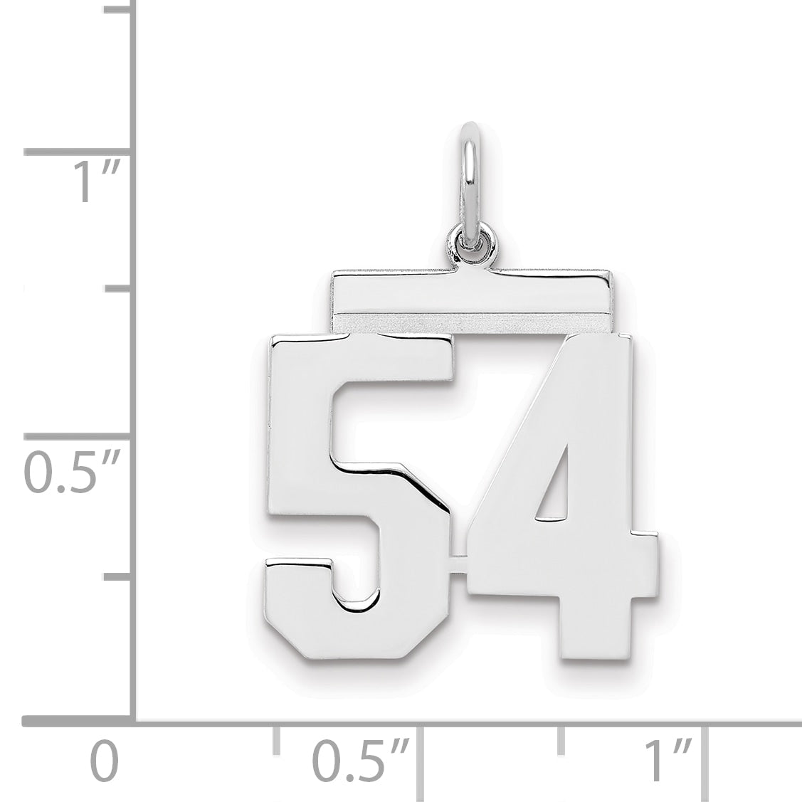Sterling Silver Sterling/Silver Rhodium-Plated Polished Number 54 Charm