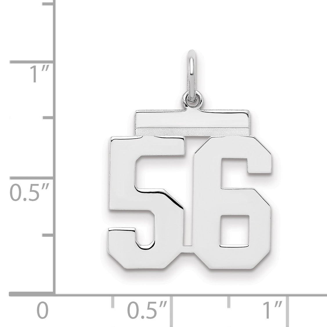 Sterling Silver Sterling/Silver Rhodium-Plated Polished Number 56 Charm