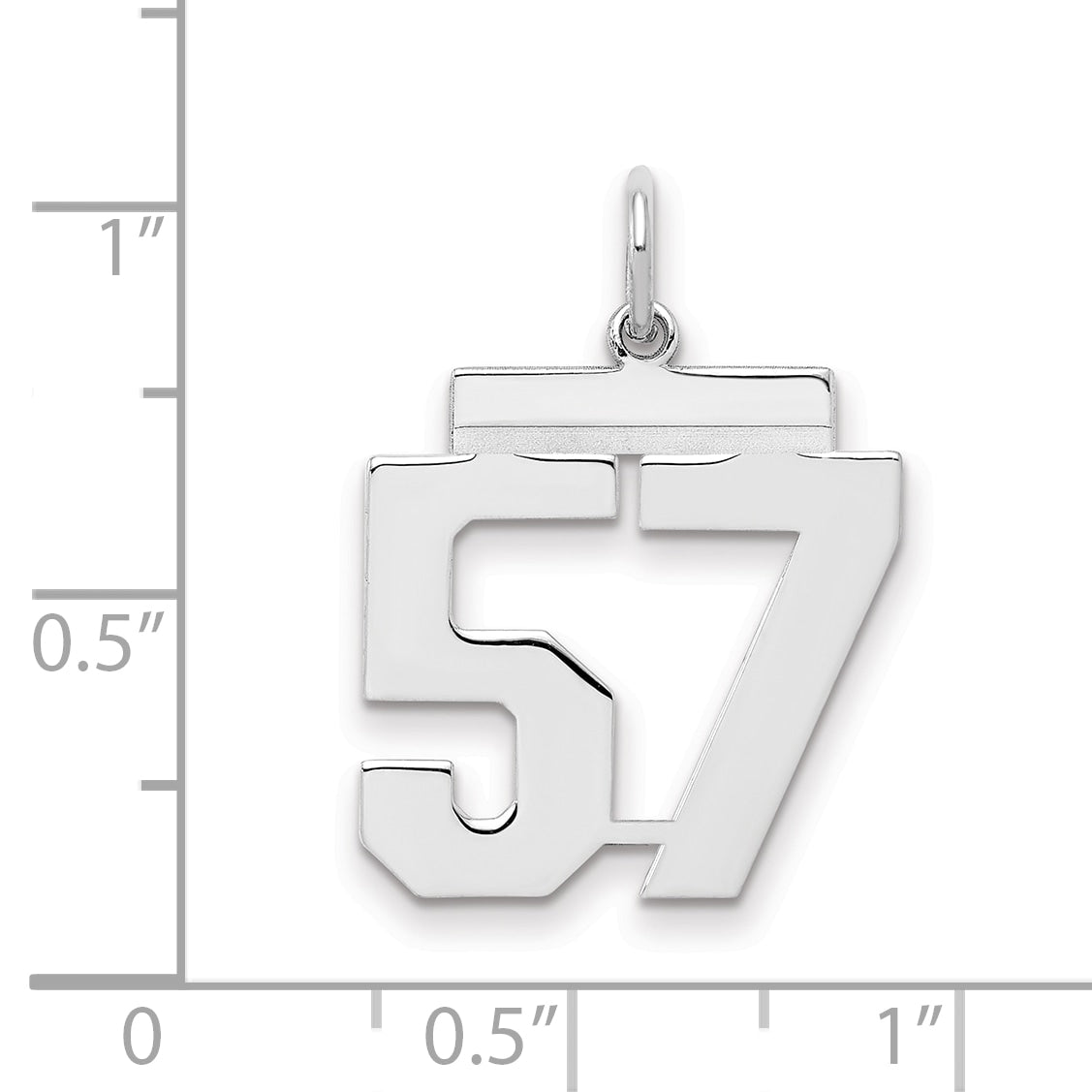 Sterling Silver Sterling/Silver Rhodium-Plated Polished Number 57 Charm
