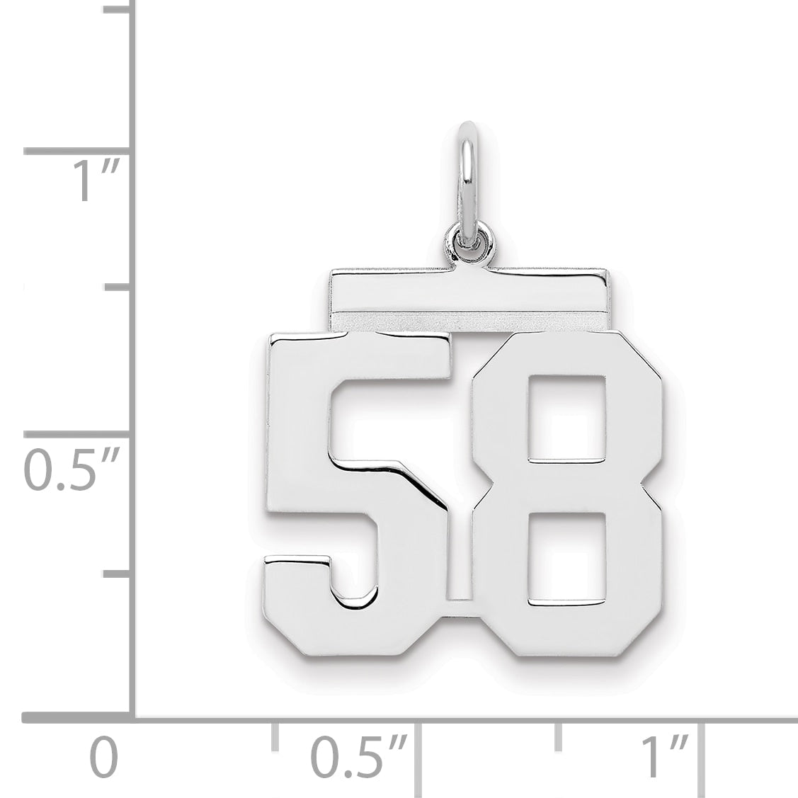 Sterling Silver Sterling/Silver Rhodium-Plated Polished Number 58 Charm