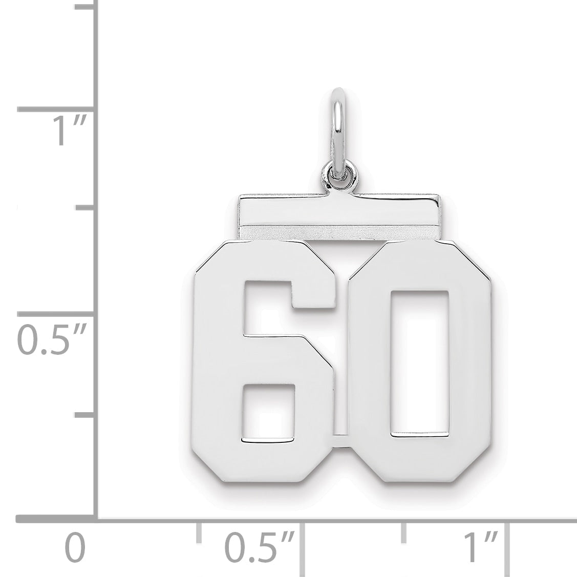 Sterling Silver Sterling/Silver Rhodium-Plated Polished Number 60 Charm