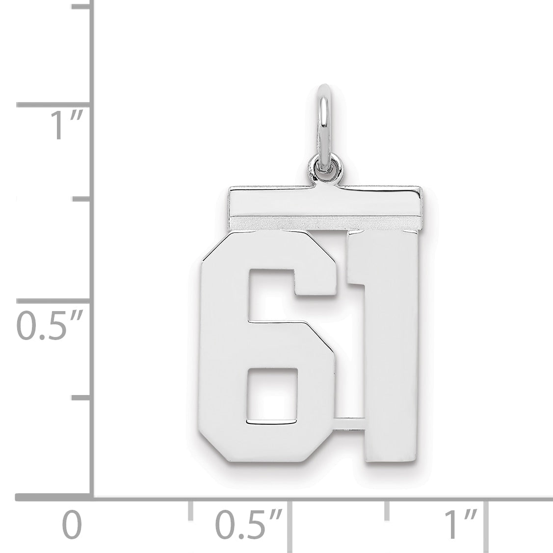 Sterling Silver Sterling/Silver Rhodium-Plated Polished Number 61 Charm