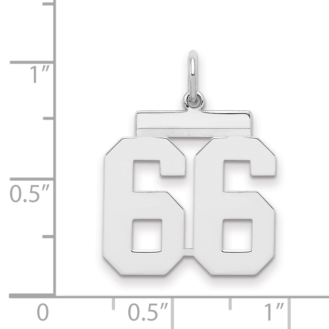Sterling Silver Sterling/Silver Rhodium-Plated Polished Number 66 Charm