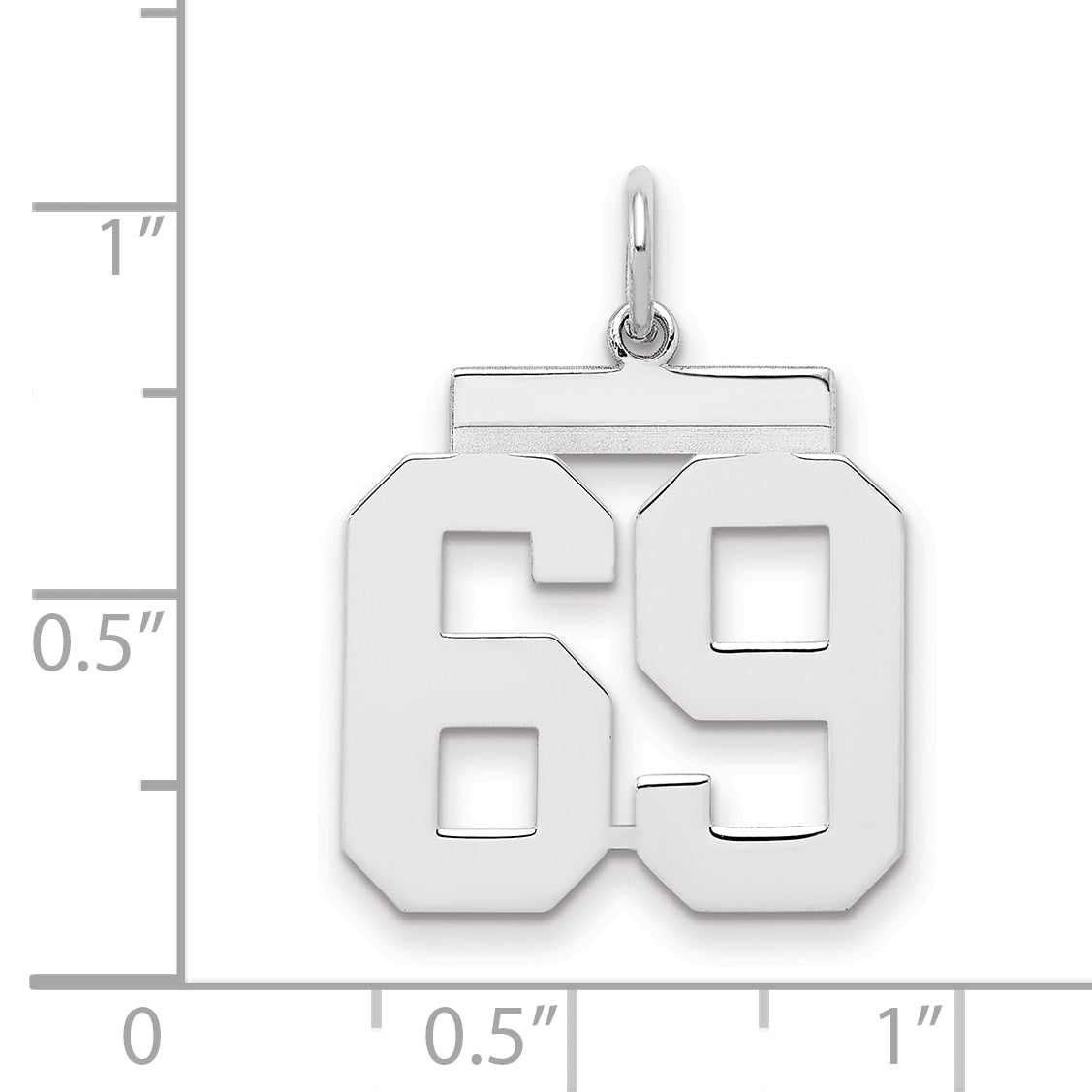 Sterling Silver Sterling/Silver Rhodium-Plated Polished Number 69 Charm