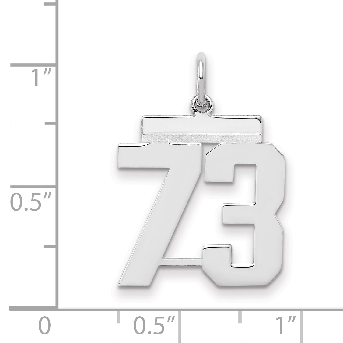Sterling Silver Sterling/Silver Rhodium-Plated Polished Number 73 Charm