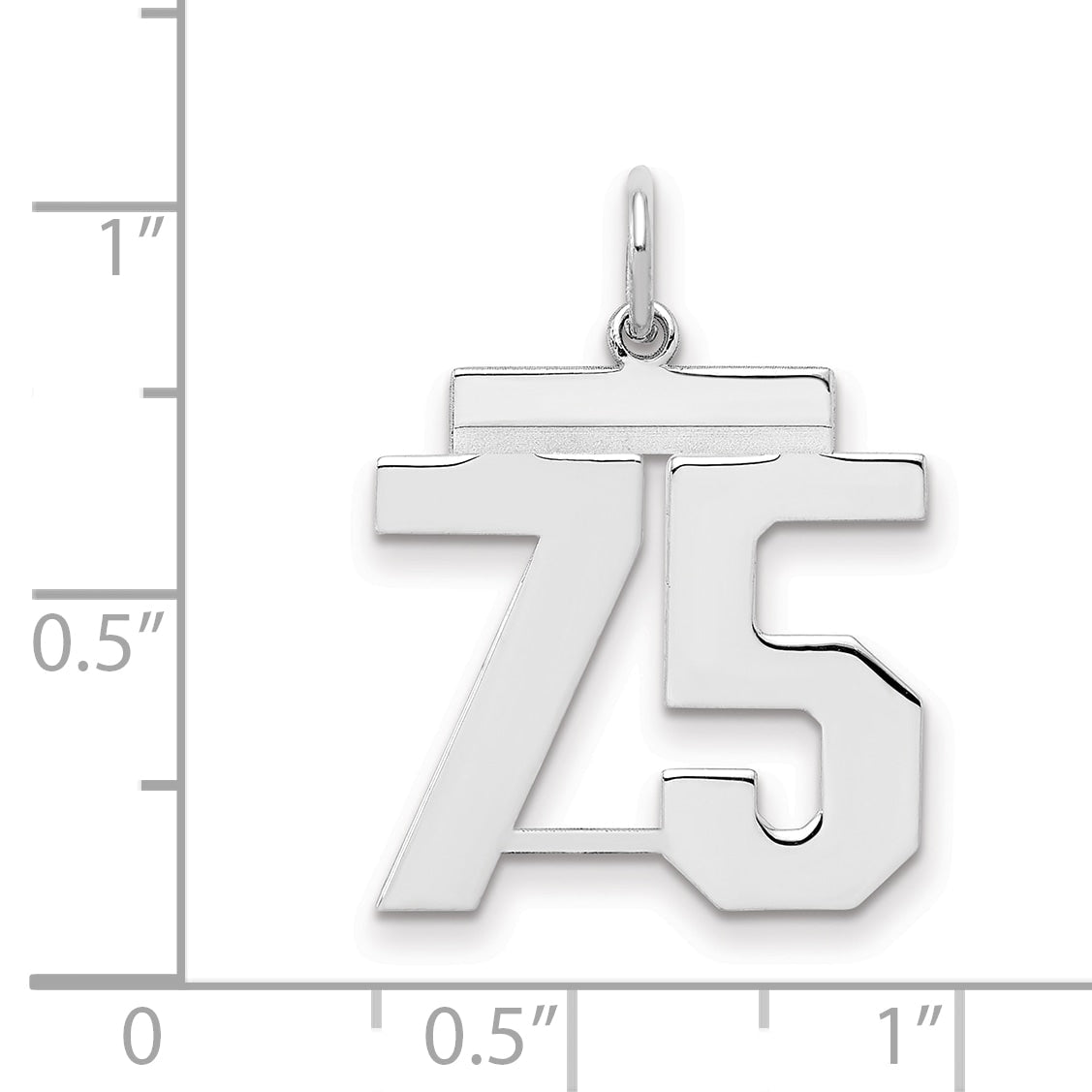 Sterling Silver Sterling/Silver Rhodium-Plated Polished Number 75 Charm