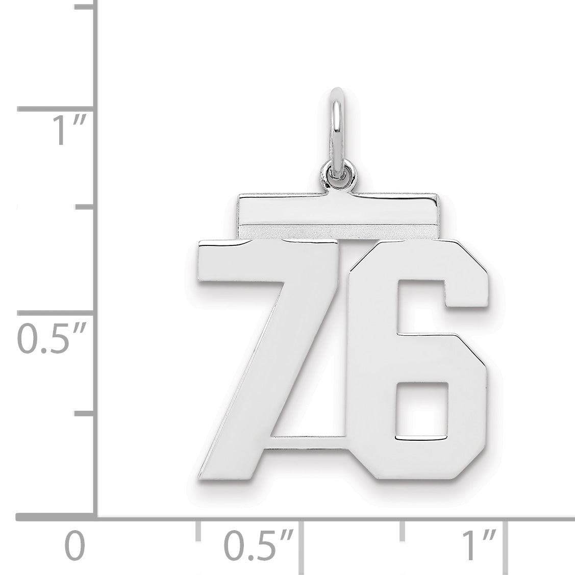 Sterling Silver Sterling/Silver Rhodium-Plated Polished Number 76 Charm