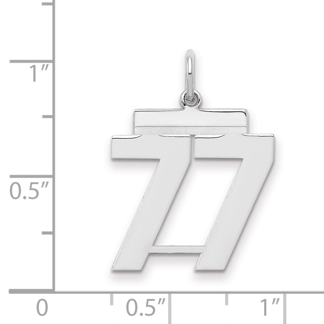 Sterling Silver Sterling/Silver Rhodium-Plated Polished Number 77 Charm