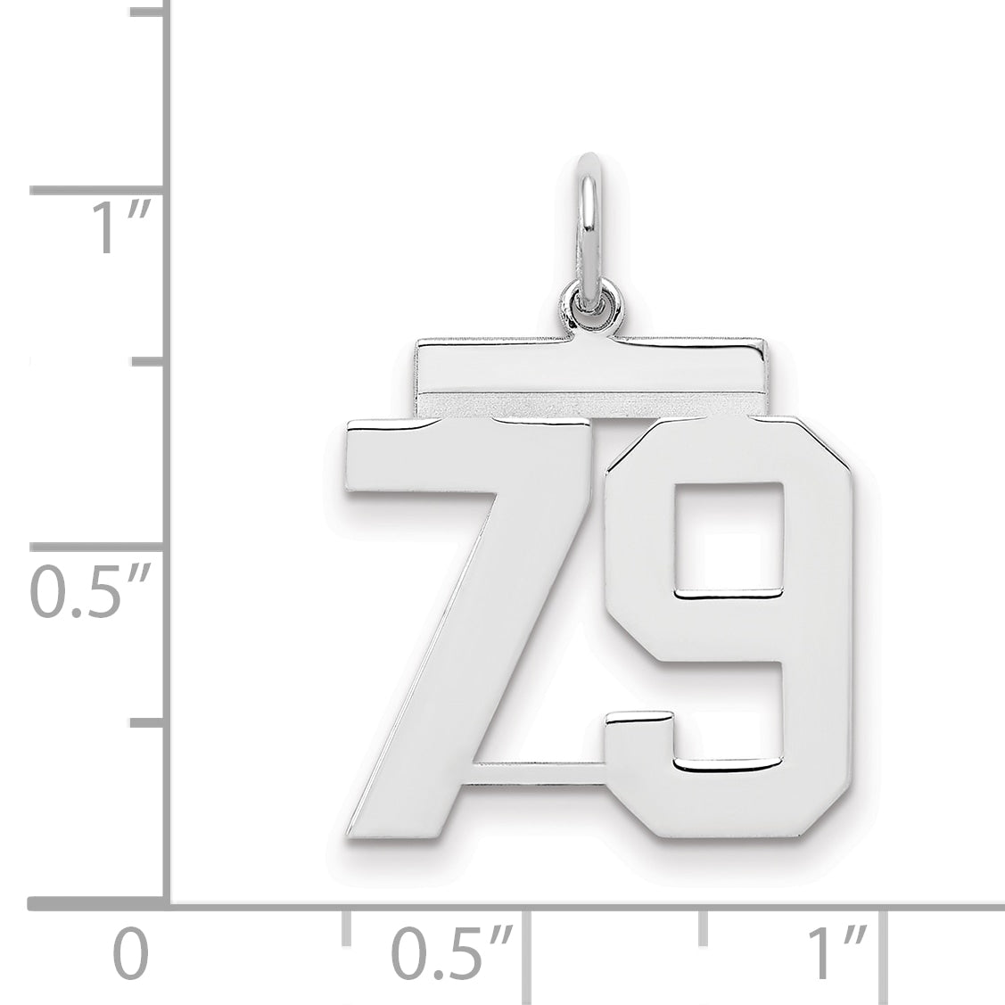 Sterling Silver Sterling/Silver Rhodium-Plated Polished Number 79 Charm