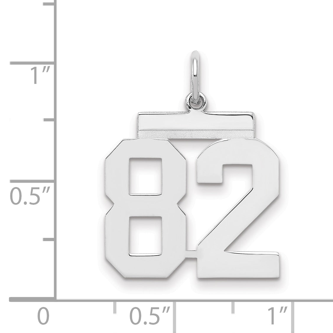 Sterling Silver Sterling/Silver Rhodium-Plated Polished Number 82 Charm