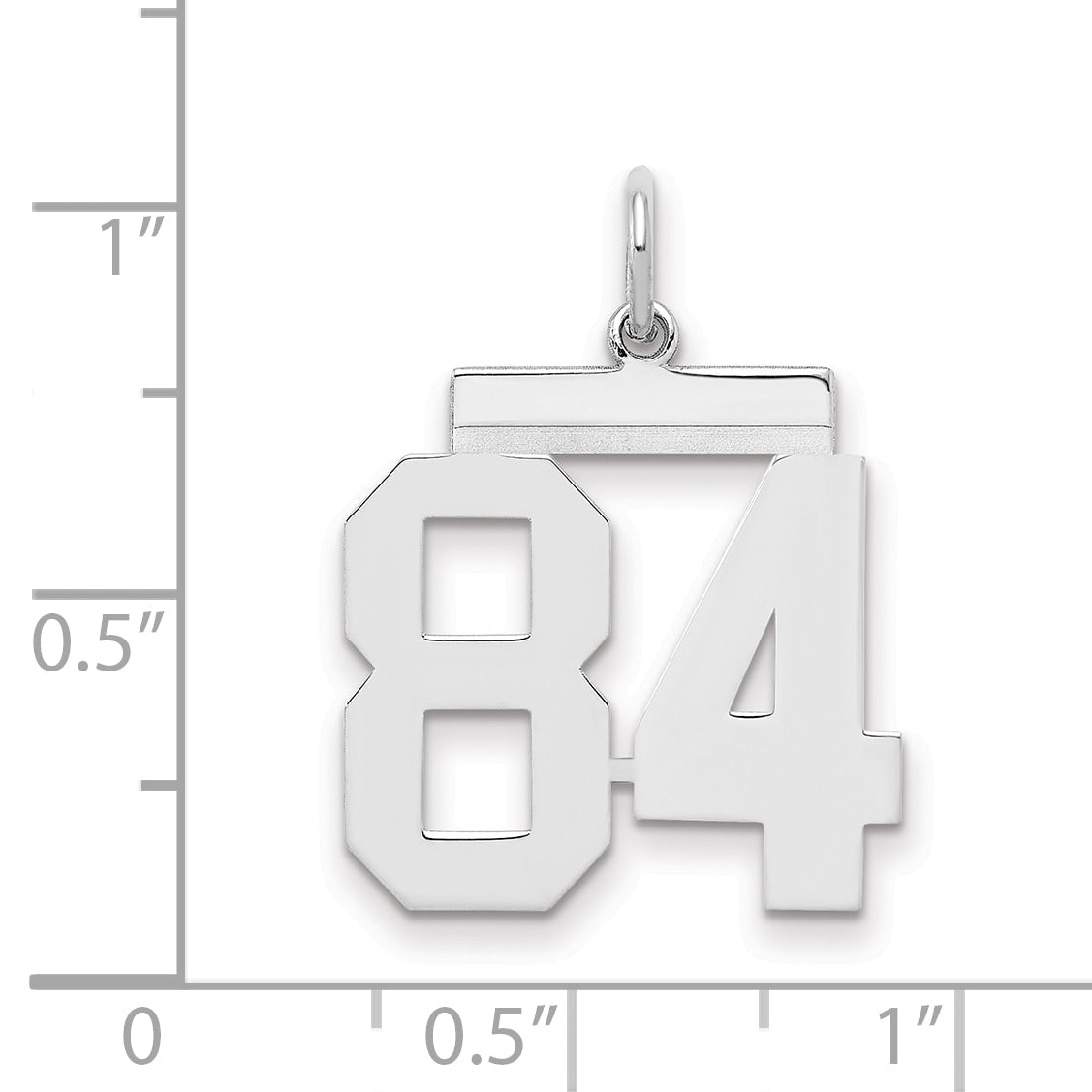 Sterling Silver Sterling/Silver Rhodium-Plated Polished Number 84 Charm
