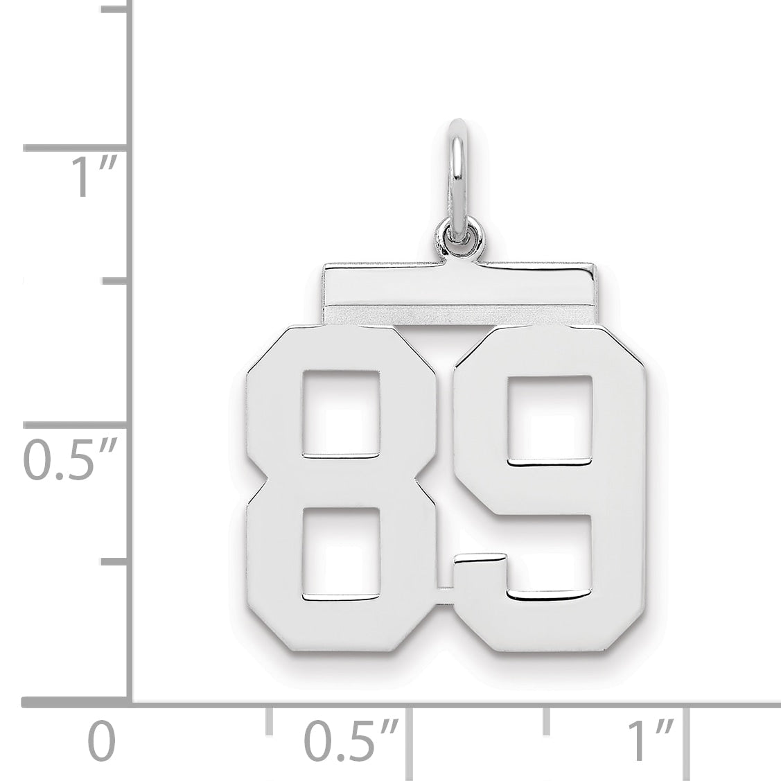 Sterling Silver Sterling/Silver Rhodium-Plated Polished Number 89 Charm