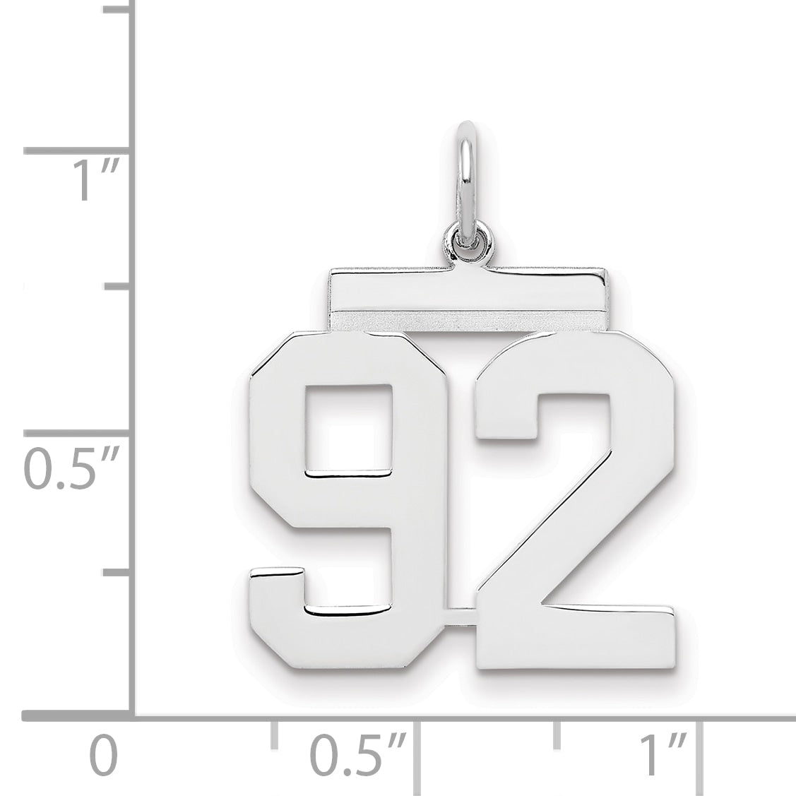 Sterling Silver Sterling/Silver Rhodium-Plated Polished Number 92 Charm
