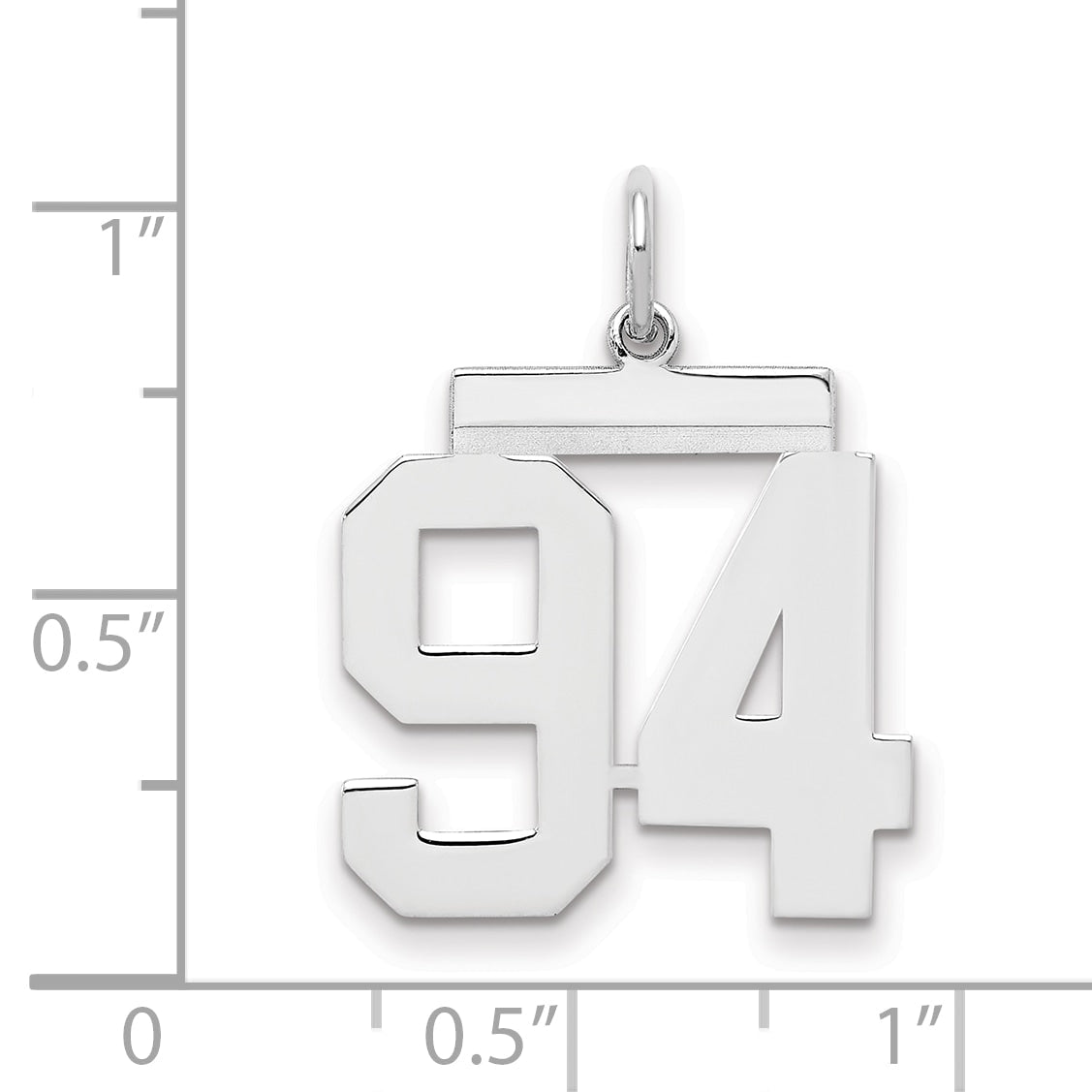 Sterling Silver Sterling/Silver Rhodium-Plated Polished Number 94 Charm