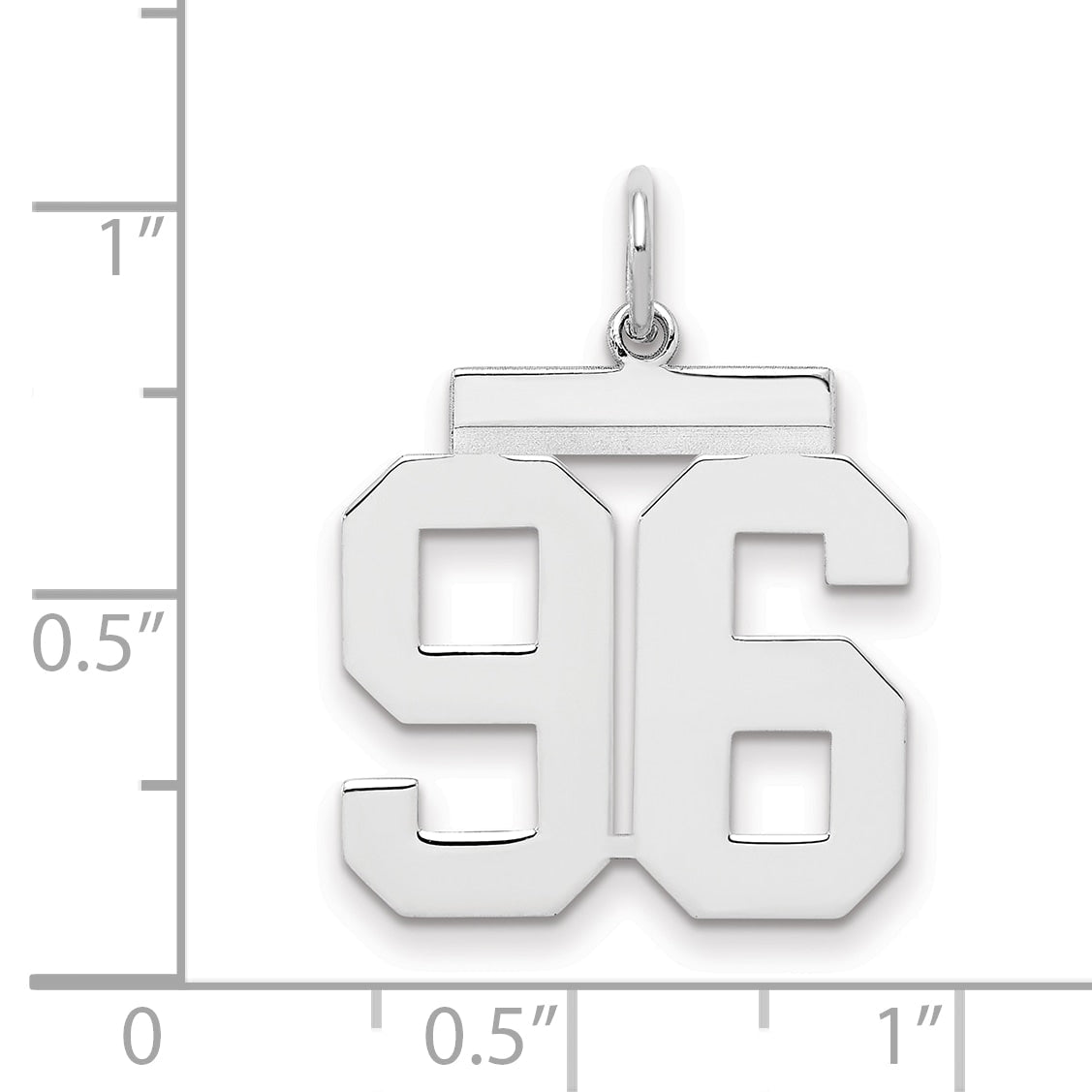 Sterling Silver Sterling/Silver Rhodium-Plated Polished Number 96 Charm