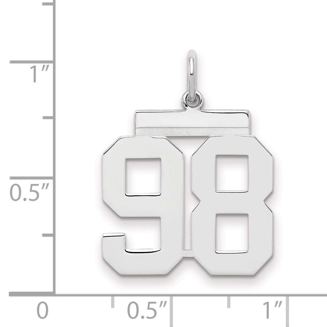 Sterling Silver Sterling/Silver Rhodium-Plated Polished Number 98 Charm