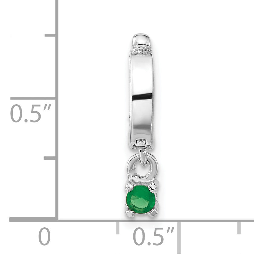 Sterling Silver Polished Green Cz Hinged Pendant