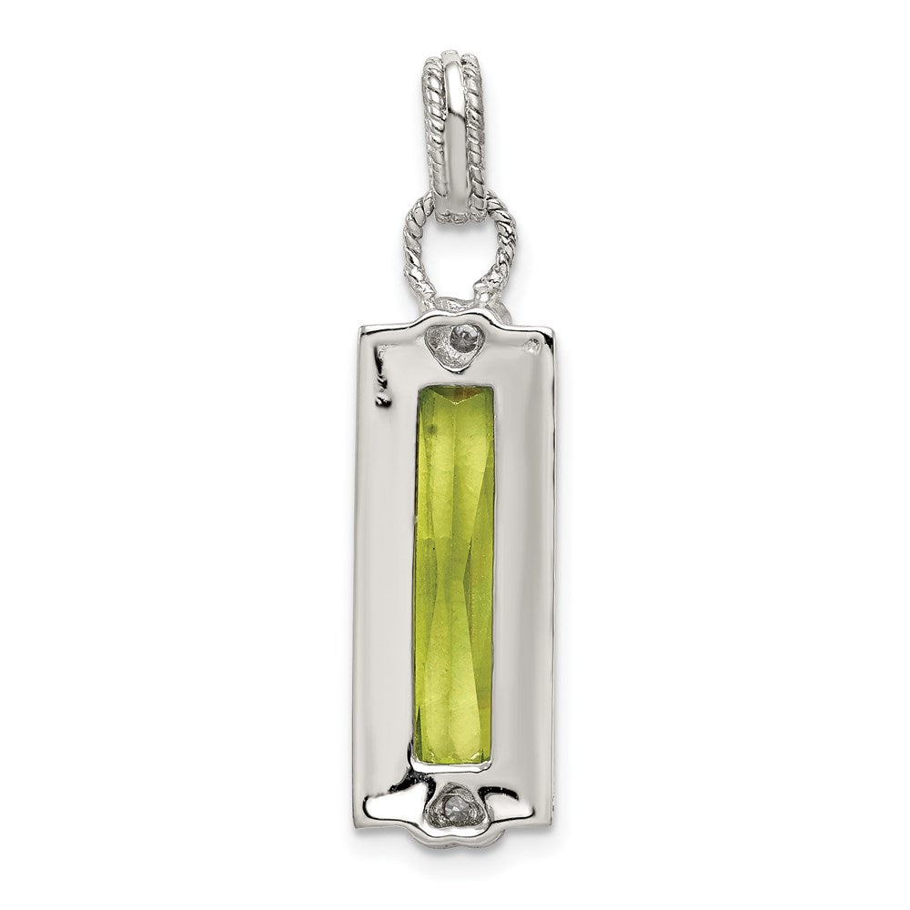 Sterling Silver & Vermeil Light Green Cz Pendant