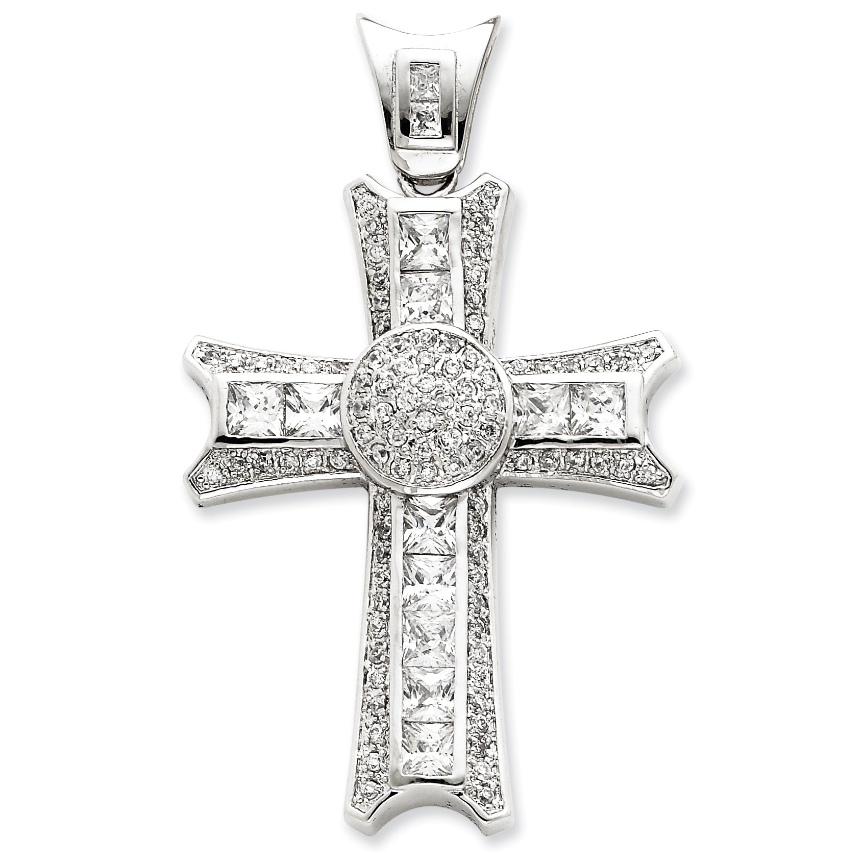 Sterling Silver Cz Cross Pendant
