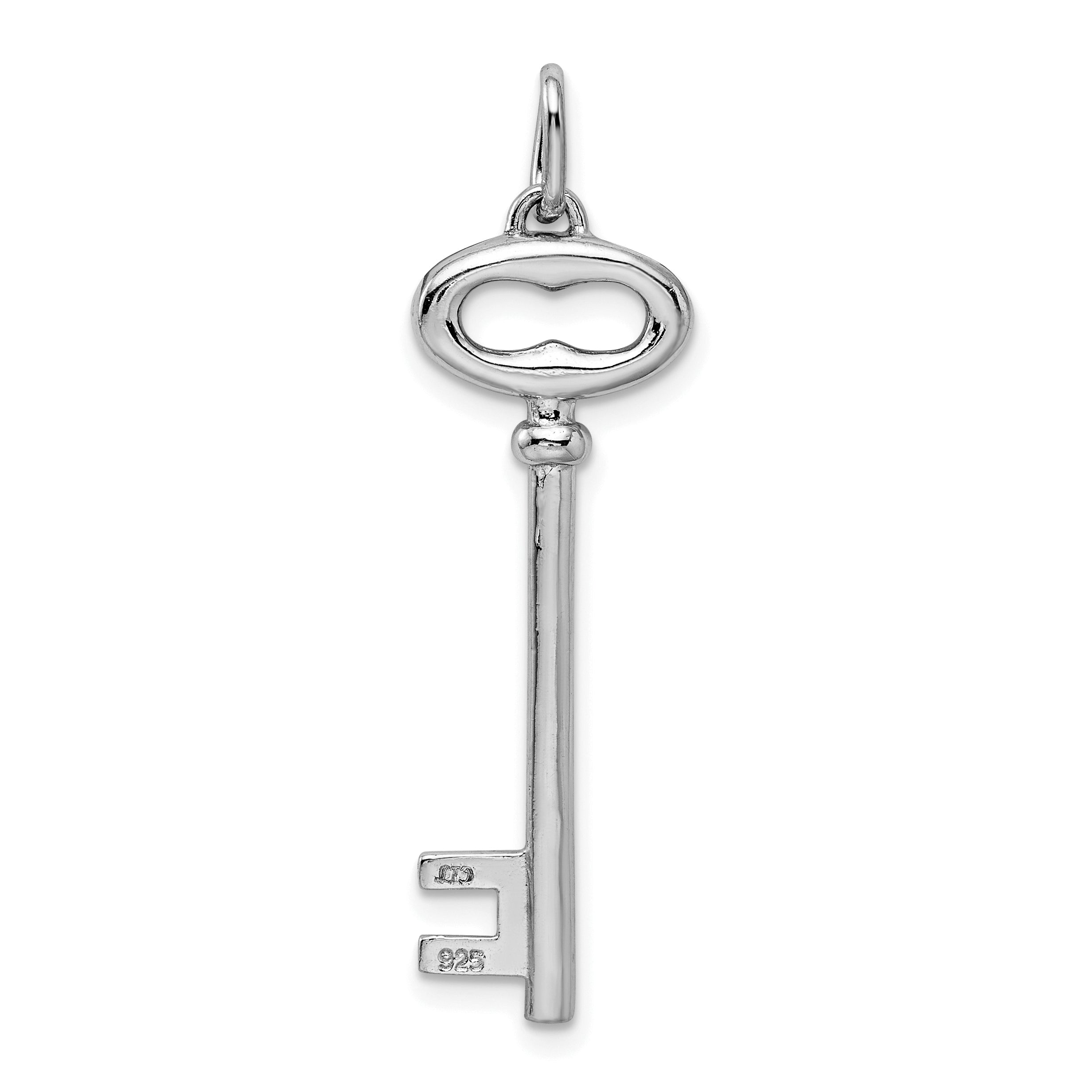 Sterling Silver Rhodium-Plated Key Pendant