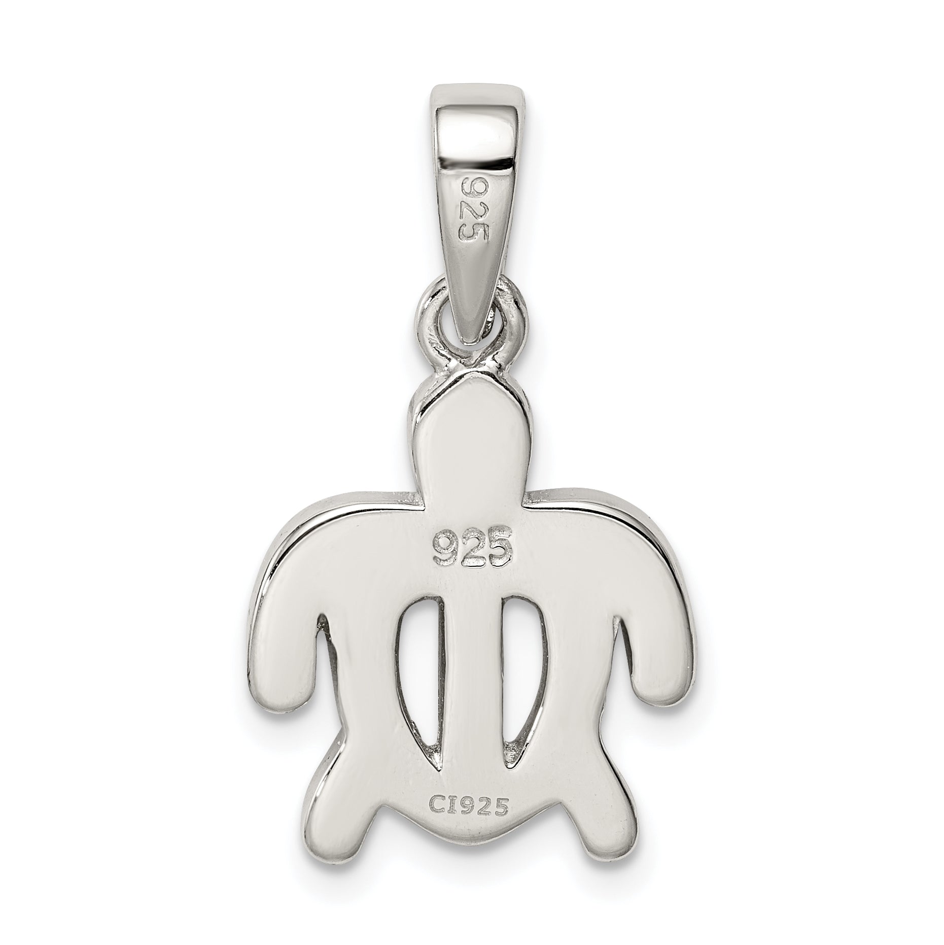 Sterling Silver Rhodium-Plated Polished Created Blue Opal Inlay Tortoise Pendant