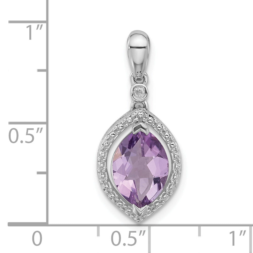 Sterling Silver Diamond & Pink Quartz Pendant