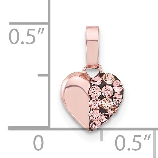 Sterling Silver Rose-Tone Ceramic-Plated Swarovski Crystal Heart Pendant