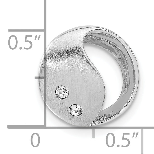 Sterling Silver Rhodium Plated Satin & Polished Cz Circle Pendant