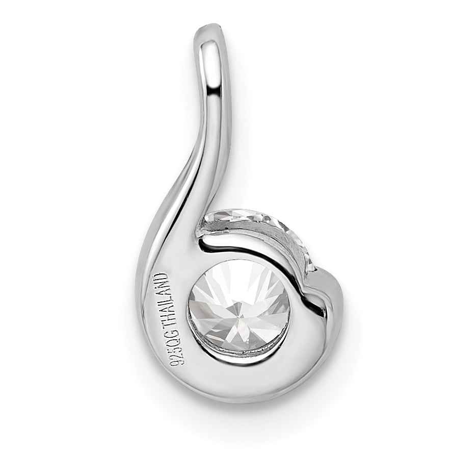 Sterling Silver Rhodium Plated Cz Pendant