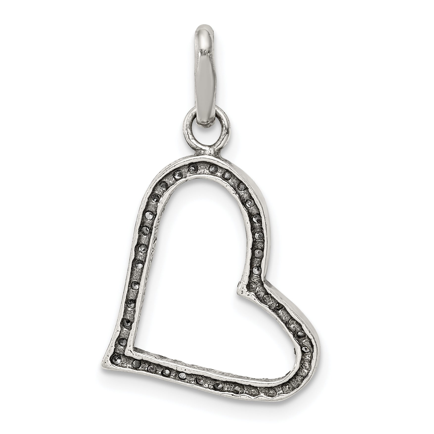 Sterling Silver Cz Heart Pendant