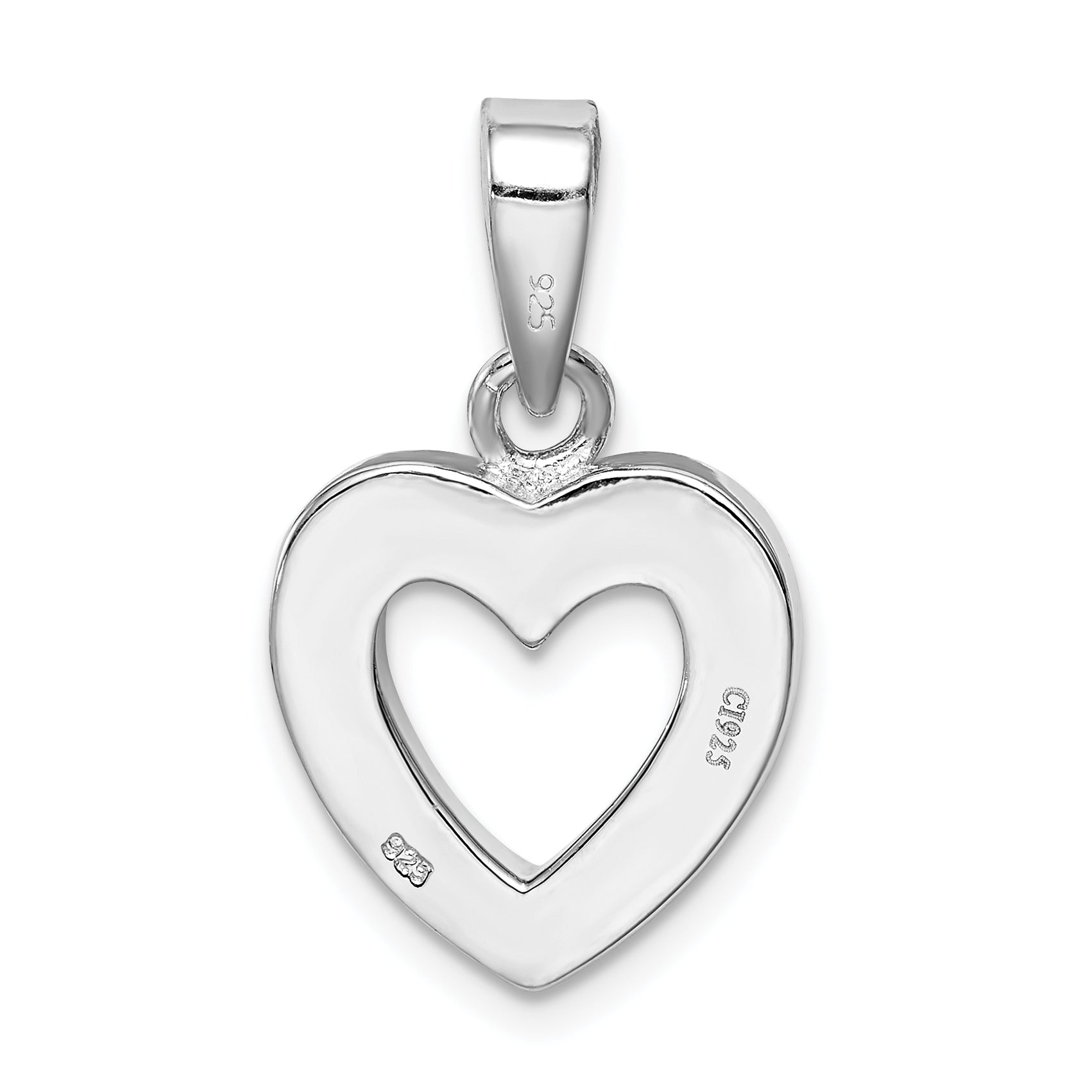 Sterling Silver Rhodium-Plated Blue Inlay Created Opal Heart Pendant