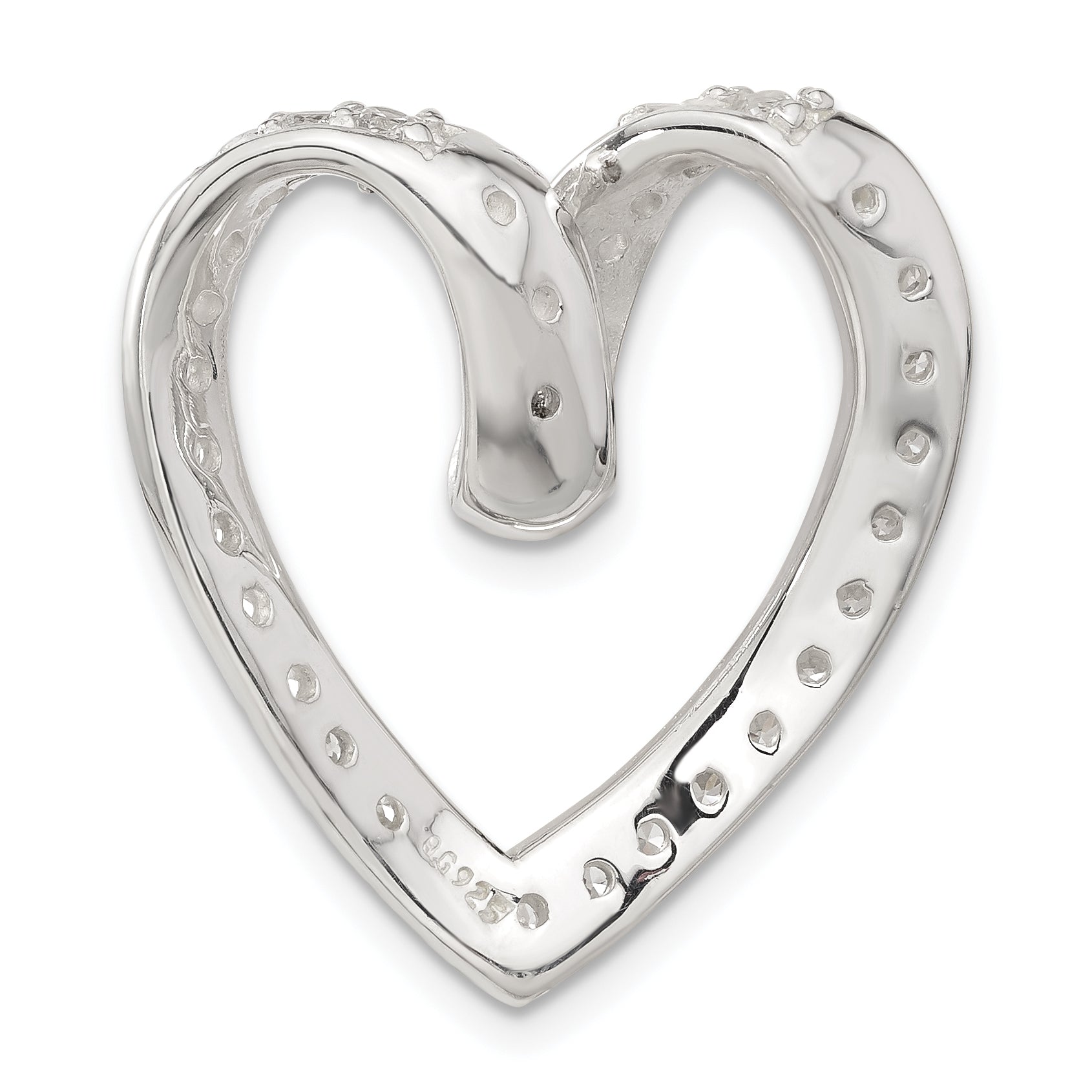 Sterling Silver Cz Heart Chain Slide