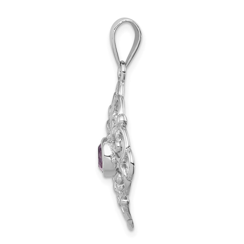 Sterling Silver Rhodium-Plated Amethyst Pendant