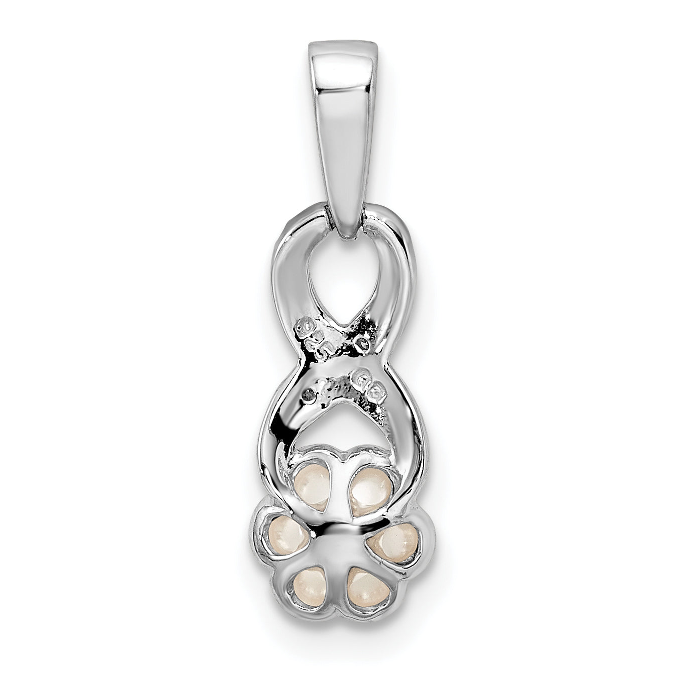 Sterling Silver Rhod Plated Diamond And Fw Cultured Pearl Pendant