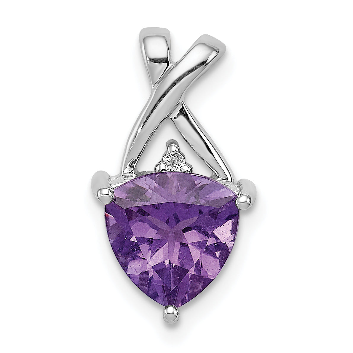 Sterling Silver Rhodium Plated Amethyst And White Topaz Pendant