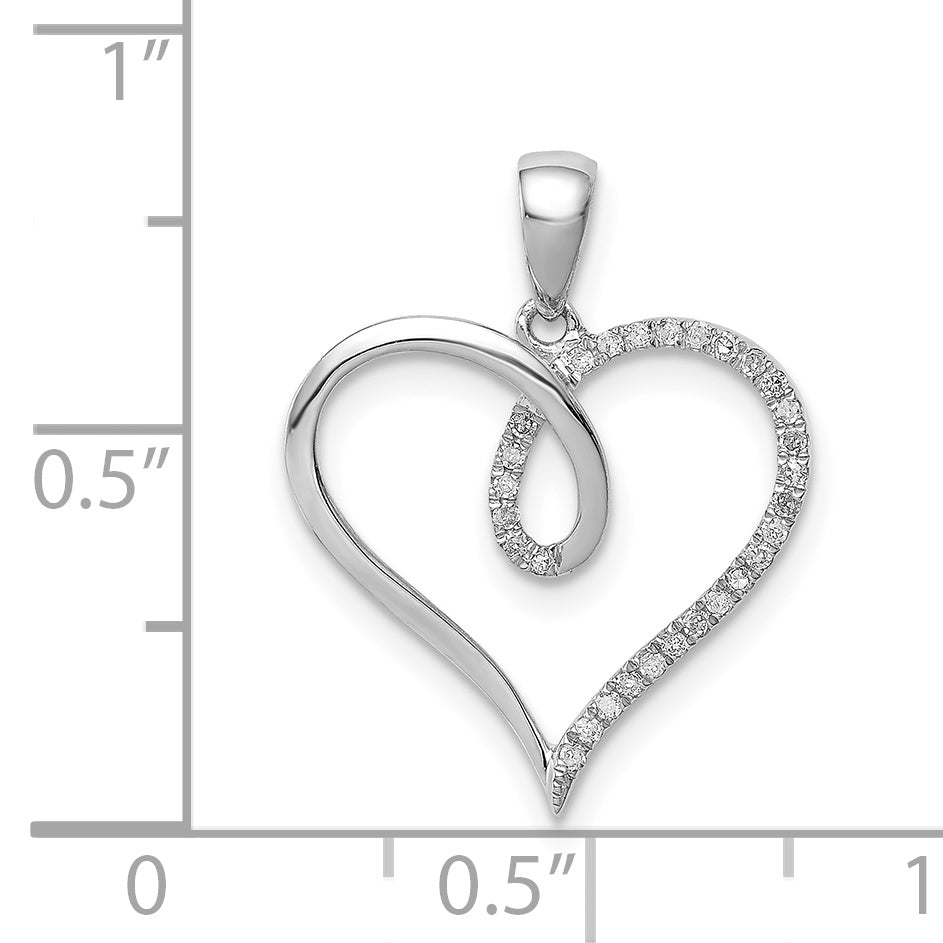 Sterling Silver Rhodium Diam. Heart Pendant