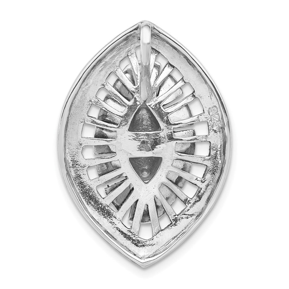 Sterling Silver Antiqued Marcasite Marquise Shape Chain Slide Pendant