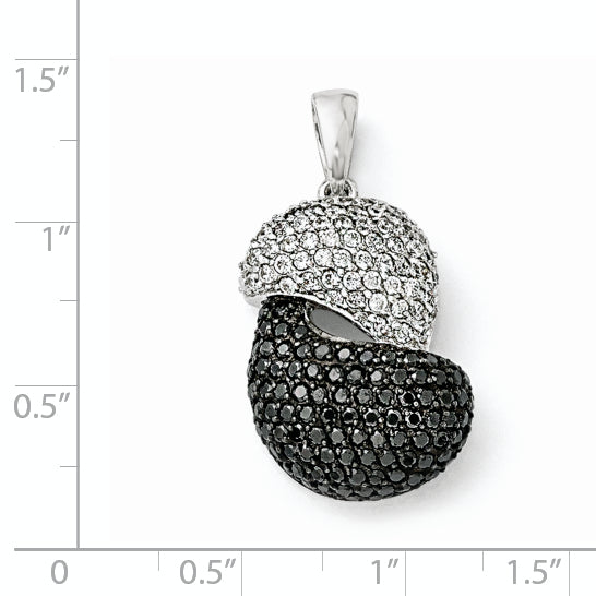 Sterling Silver & Black Rhodium White Cz Pendant