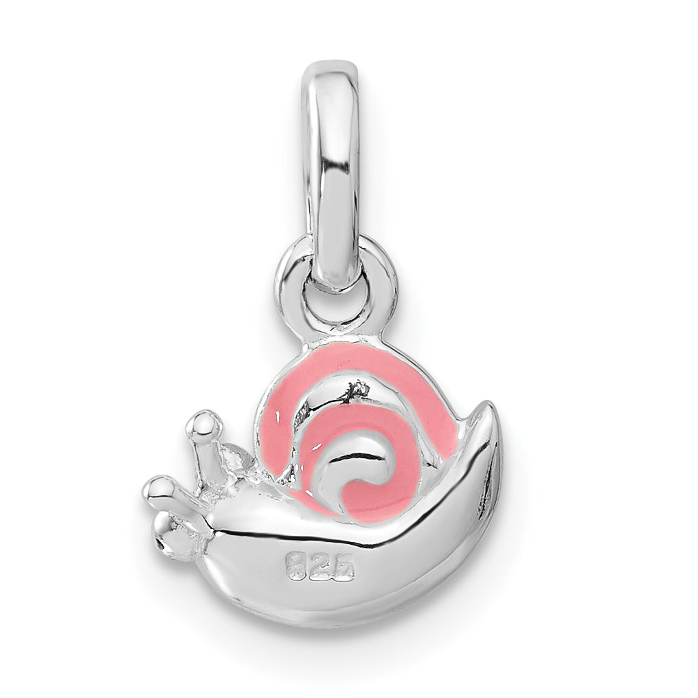 Sterling Silver Pink Enamel Snail Kid'S Pendant