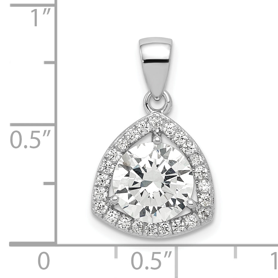 Sterling Silver Rhodium-Plated Polished Cz Pendant