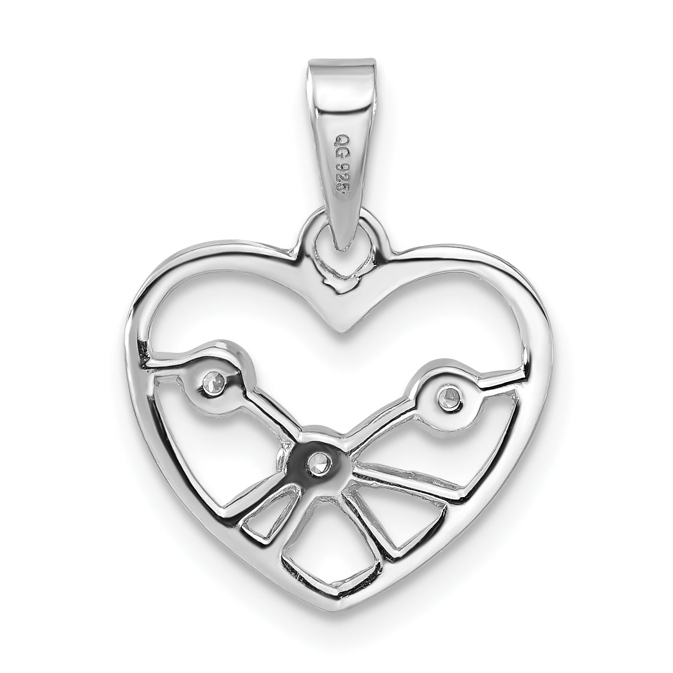 Sterling Silver Polished Cz Heart Pendant