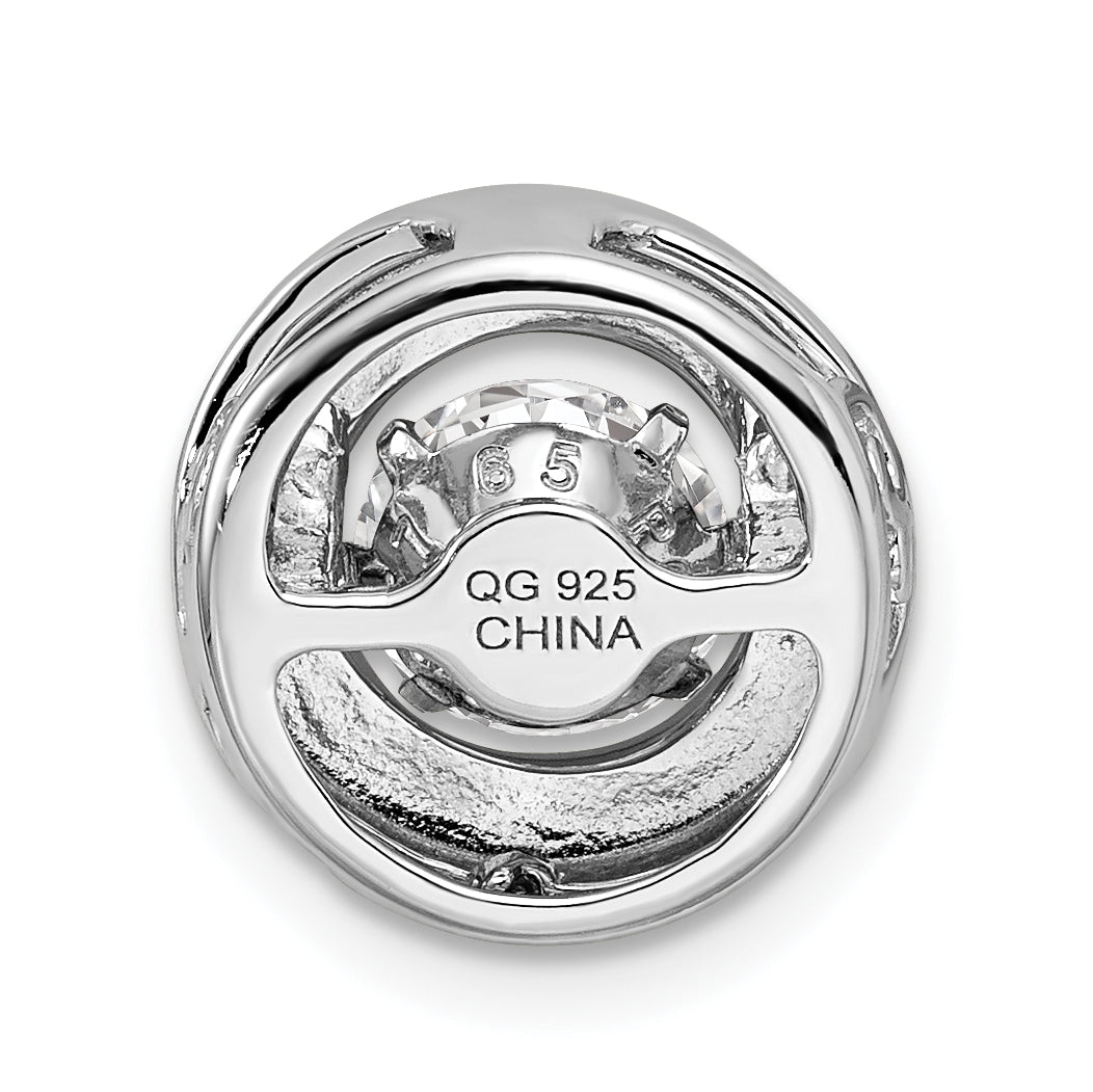 Sterling Silver Platinum-Plated Polished Vibrant Cz Circle Pendant