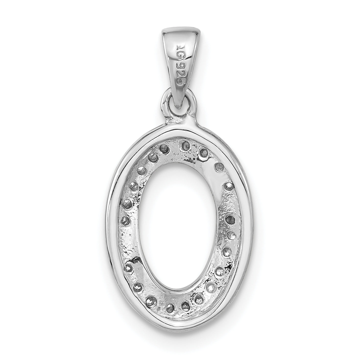 Sterling Silver Polished Fancy Cz Oval Pendant
