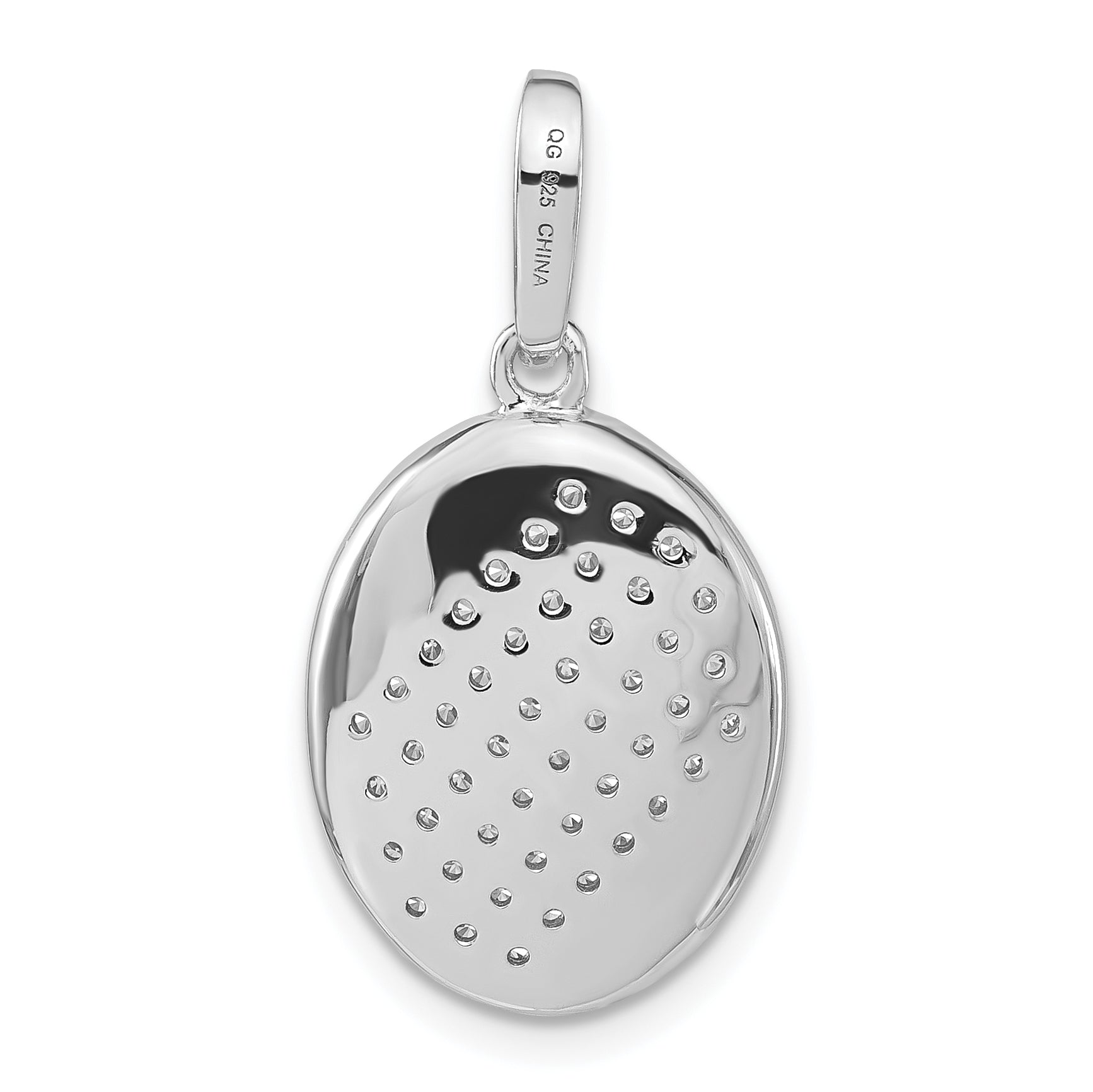 Sterling Silver Polished Fancy Cz Oval Pendant