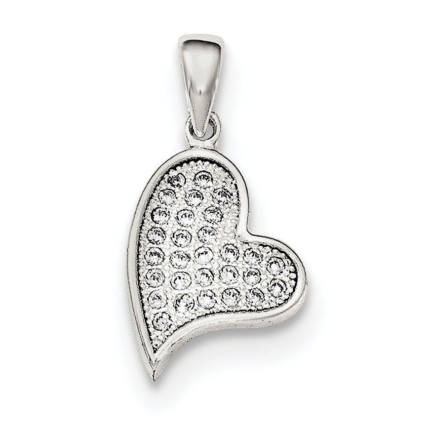 Sterling Silver Cz Heart Pendant