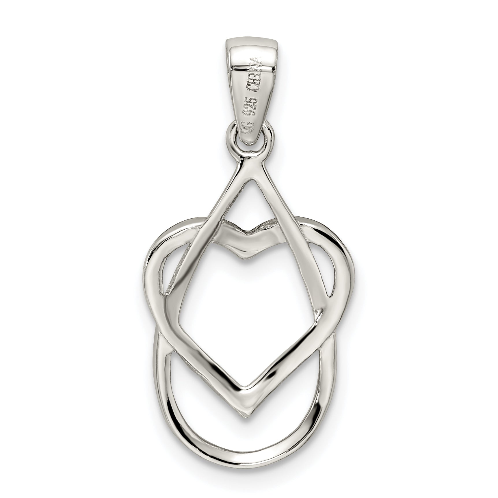 Sterling Silver Rhodium-Plated Polished Cz Heart Pendant