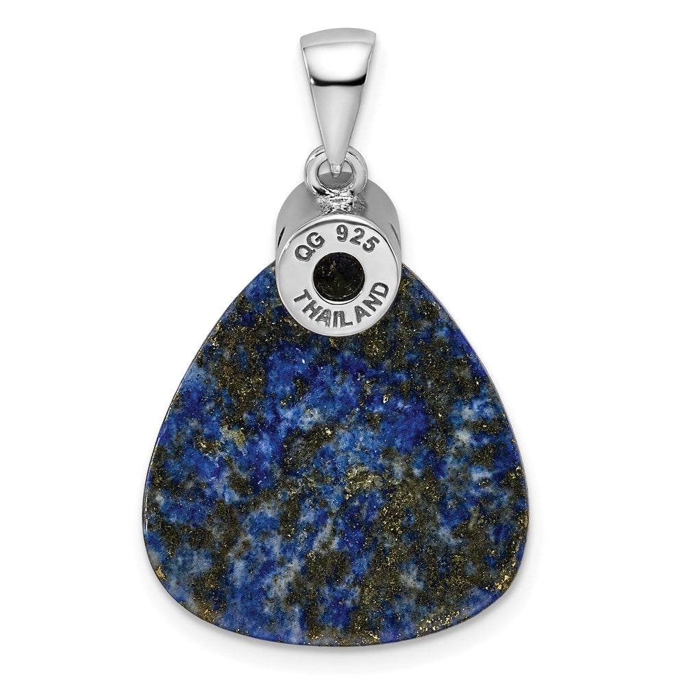 Sterling Silver Rhodium-Plated W/Cz And Lapis Lazuli Pendant