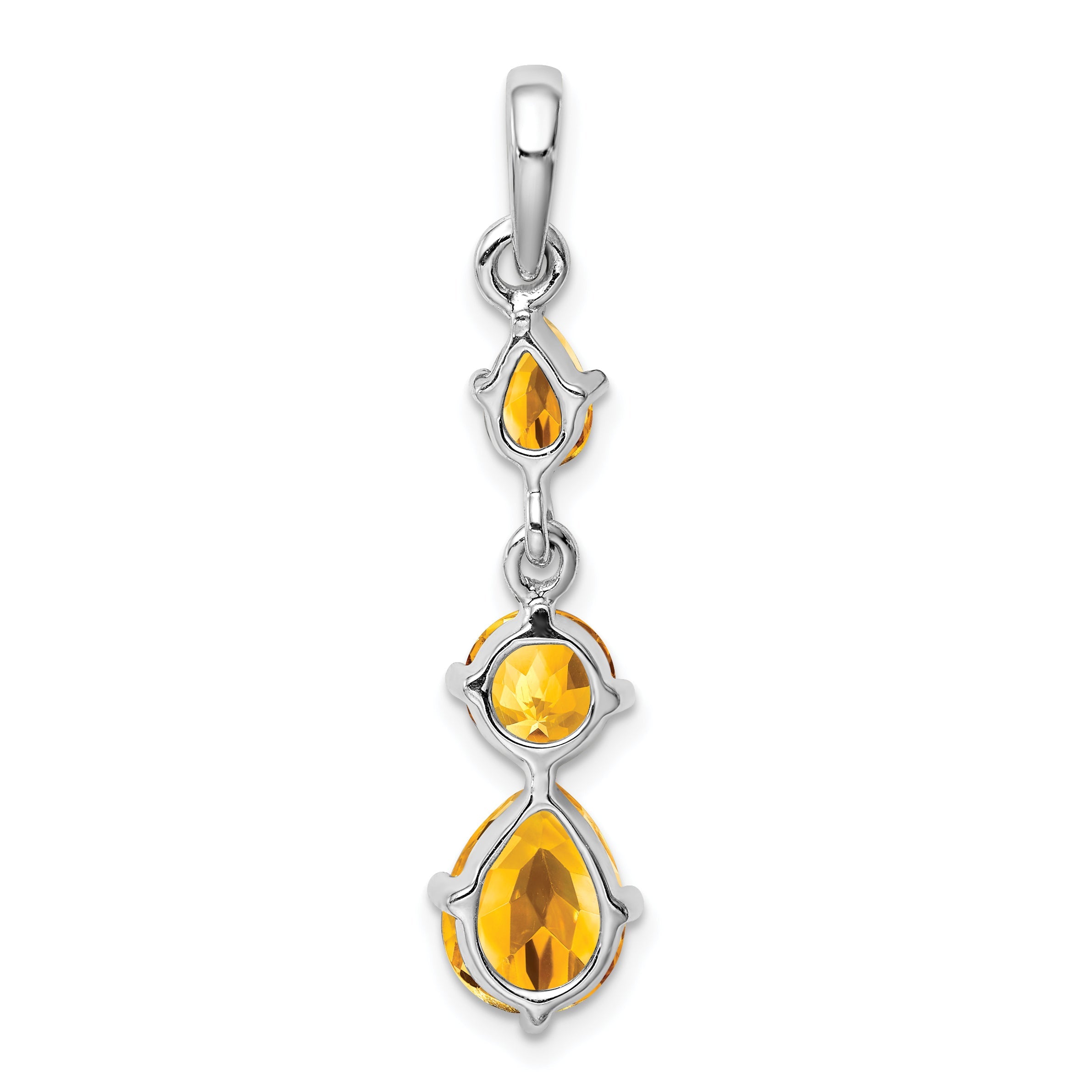 Sterling Silver Rhodium-Plated Citrine Pendant